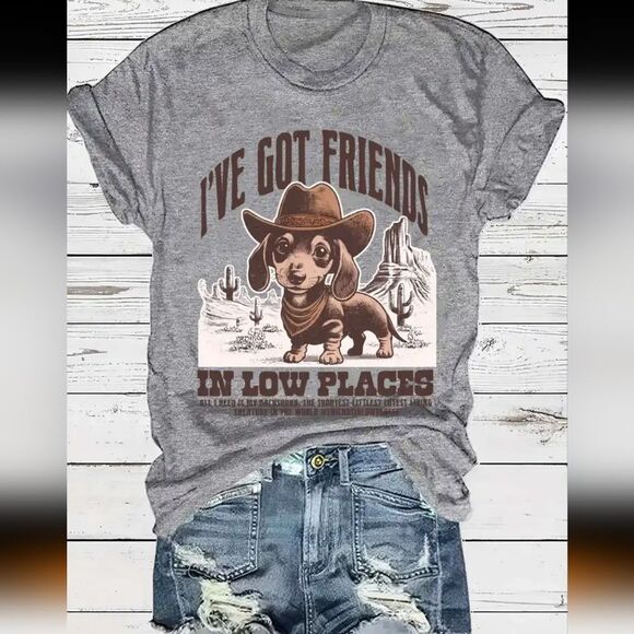 Dachsund Western Gray Dog Graphic T-Shirt XL - Picture 1 of 6